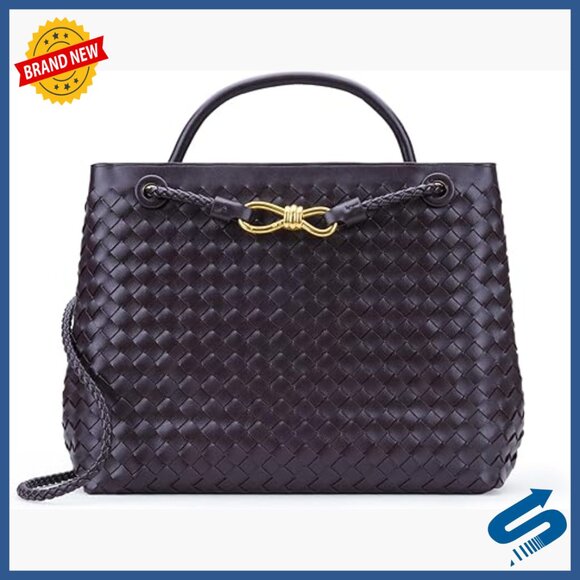 Handbags - Large Vegan Leather Woven Shoulder Bag Crossbody Tote Work Travel